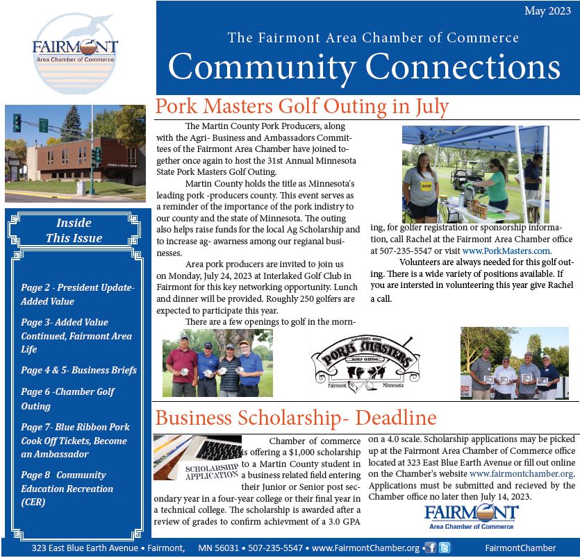 June 2023 Newsletter Community Connections Fairmont MN Area Chamber