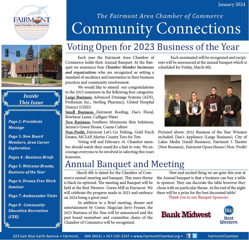 Community Connections February 2024 Fairmont MN Area Chamber